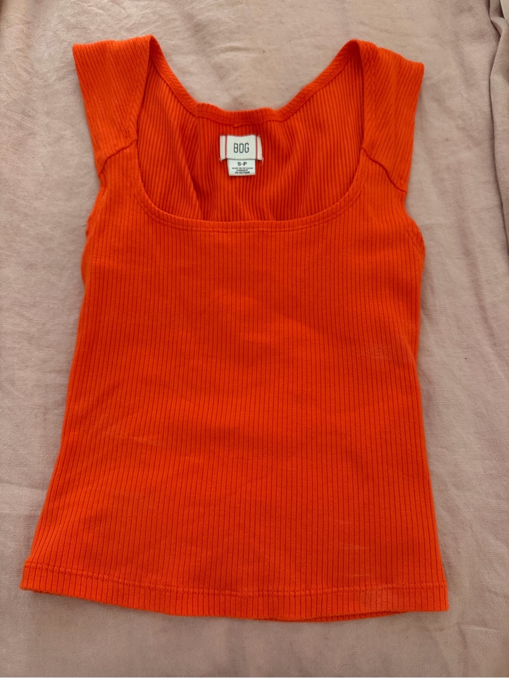 Urban Outfitters Bright Orange Ribbed Scoop Tank